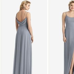 Cowl-Back Double Strap Maxi Dress with Side Slit Bridesmaid Dress